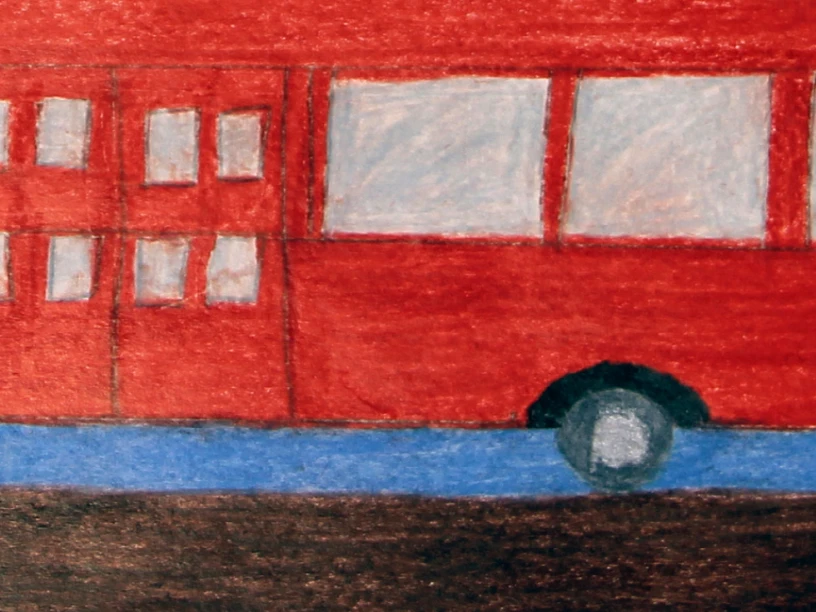 Zeichnung roter Bus