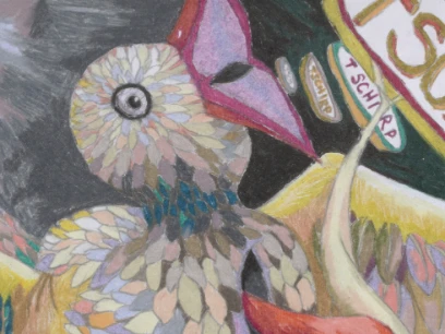 kreative und farbige Zeichnung von einem Vogel